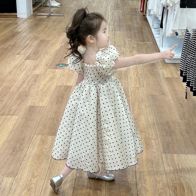 绝美!女童立体植绒波点连衣裙气质长裙连K衣裙公主裙六一礼服裙潮