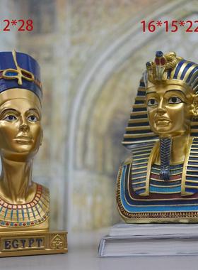 人物摆件工艺品雕塑卡蒙图坦法老头像博物馆家居玄关酒柜装饰埃及