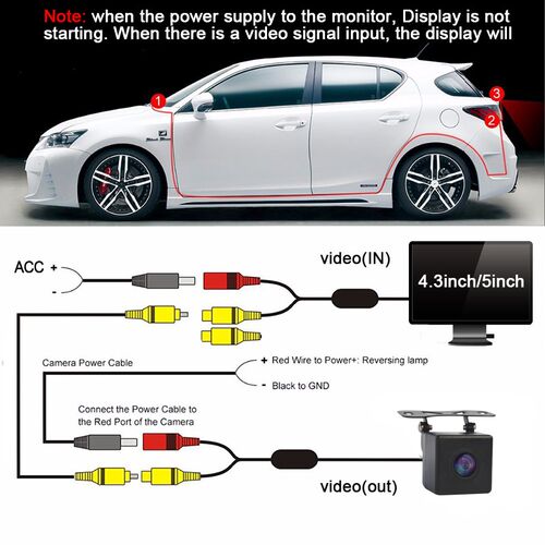 Car HD Video Auto Parking Monitor, LED Night Vision Reversin