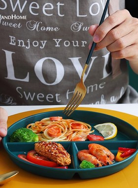 VandHome Compartment Plate For Food Round Plastic Salad Dinn