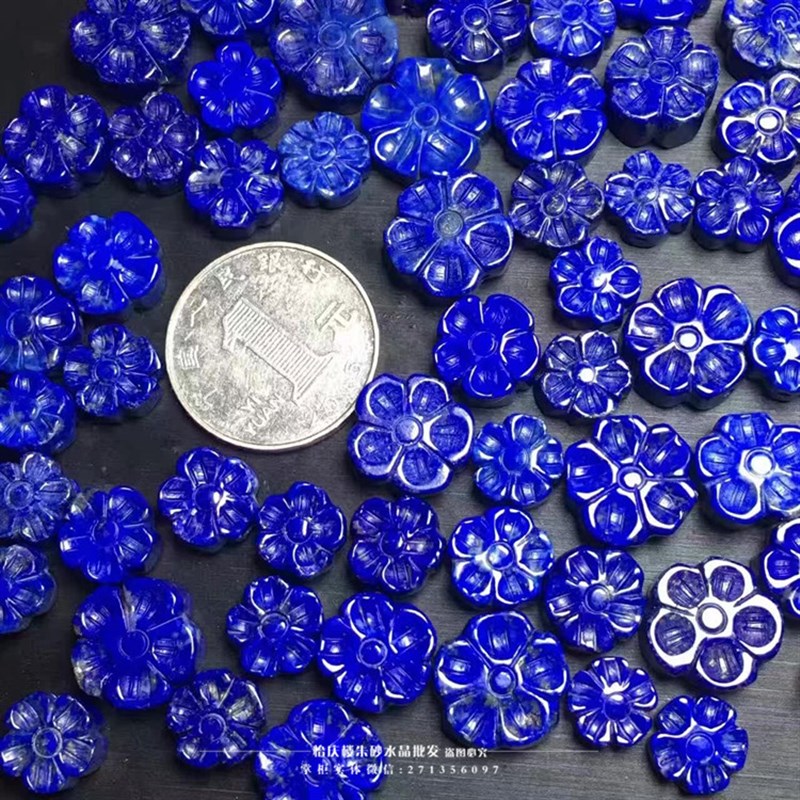 工厂销天然阿富汗青金石散珠 梅花 隔珠F 背云 挂坠 圈diy手工饰