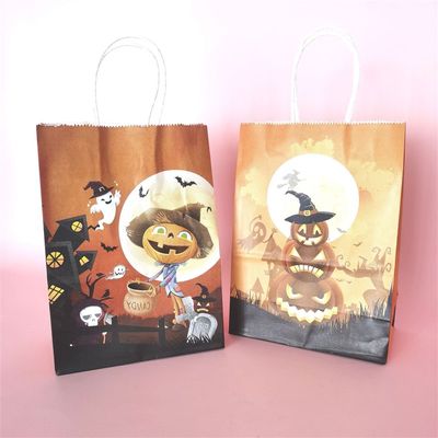 推荐10pcs Halloween Pumpkin Festival kraft paper gift bag 南