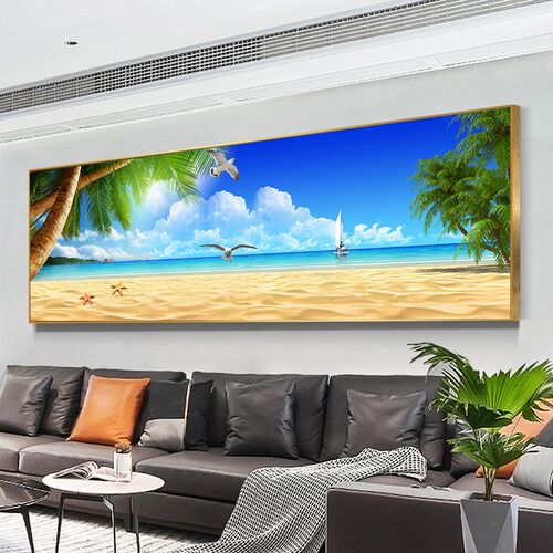 网红现代简约客景厅沙发背景饰装画海洋风画宾馆酒店卧室床头挂画