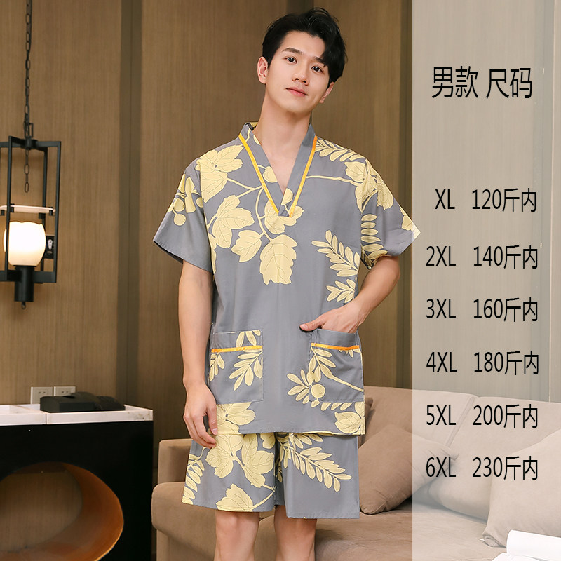 纯棉汗蒸服女新款大码套装足疗家居服睡衣按摩洗浴中心男款浴衣