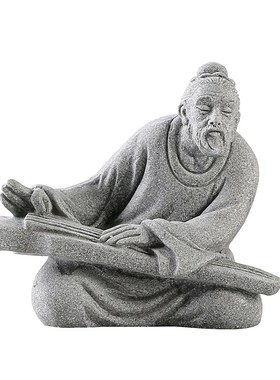 姜太公钓鱼小摆件钓鱼翁老头鱼缸假山盆栽庭院人物景观造景装饰品