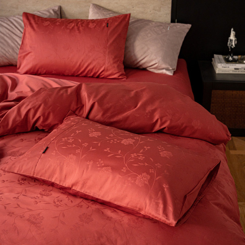 婚房四件套中式浪漫婚嫁提花100支婚房全棉床单被套床上用品,床上用品,婚庆床品套件,淘宝优惠券,粉丝福利购,淘宝优惠卷