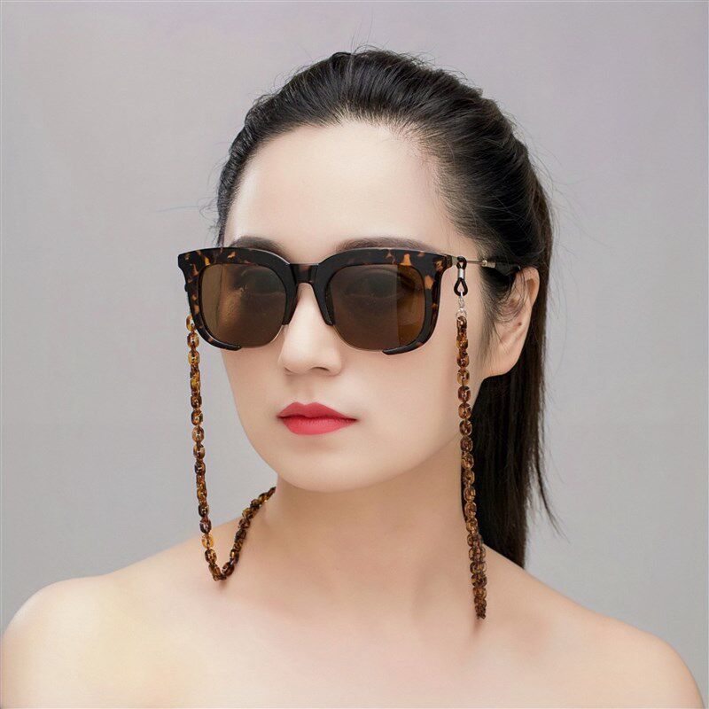 时尚古风眼镜链 树脂亚克力塑料醋酸玳瑁豹纹眼镜绳 细链条眼镜链