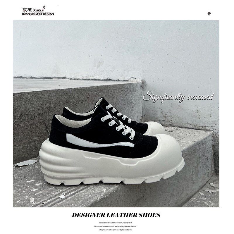 增高8CM2024新款老爹鞋超拽厚底翘大头小白鞋面包帆布德训鞋男潮,流行男鞋,德训鞋,淘宝优惠券,粉丝福利购,淘宝优惠卷