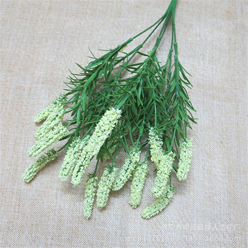现货7叉柳叶薰衣草带泡沫塑料泡沫仿真花婚庆花工艺品小把仿真花