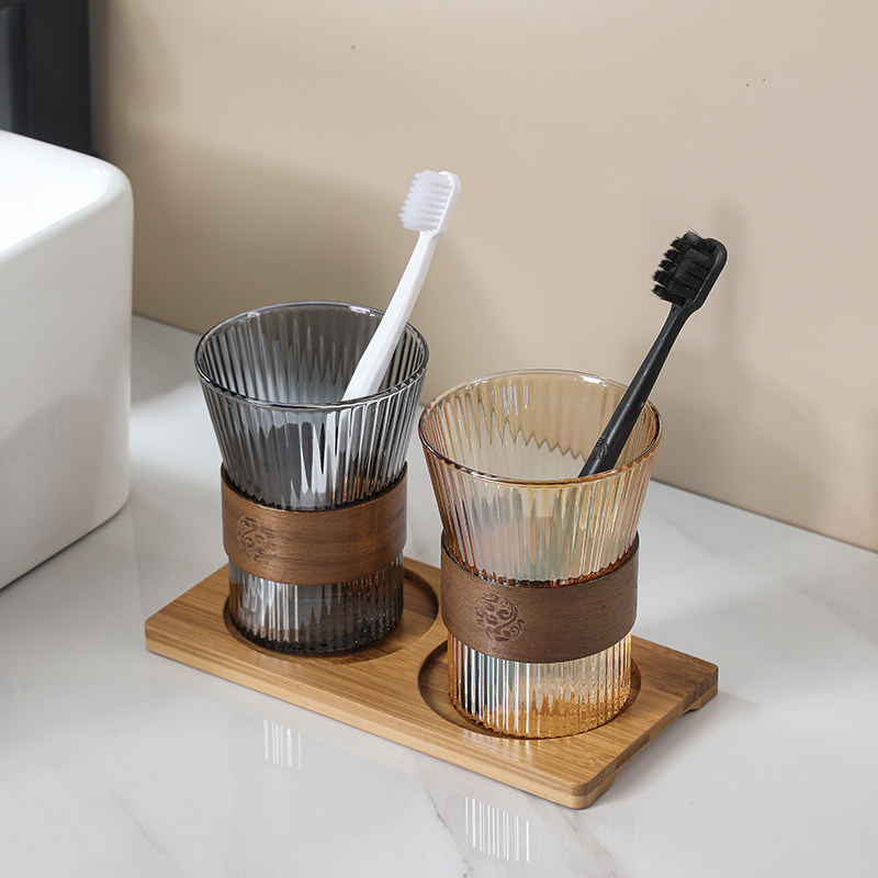 高颜值网红款刷牙杯家用玻璃漱口杯情侣卫生间牙刷杯子置物架套装