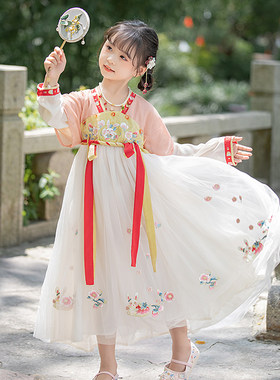 汉服女童秋装儿童刺绣纱裙宝宝中国风洋装小Q女孩超仙气改良襦裙
