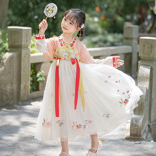 汉服女童秋装儿童刺绣纱裙宝宝中国风洋装小Q女孩超仙气改良襦裙