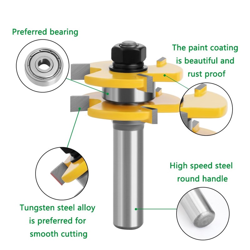2pcs 12MM 1/2 Shank Tongue & Groove Joint Assemble Router Bi