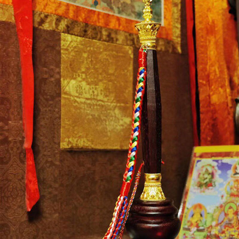 格萨尔王权杖实木底u座木头底座高约11.5lcm