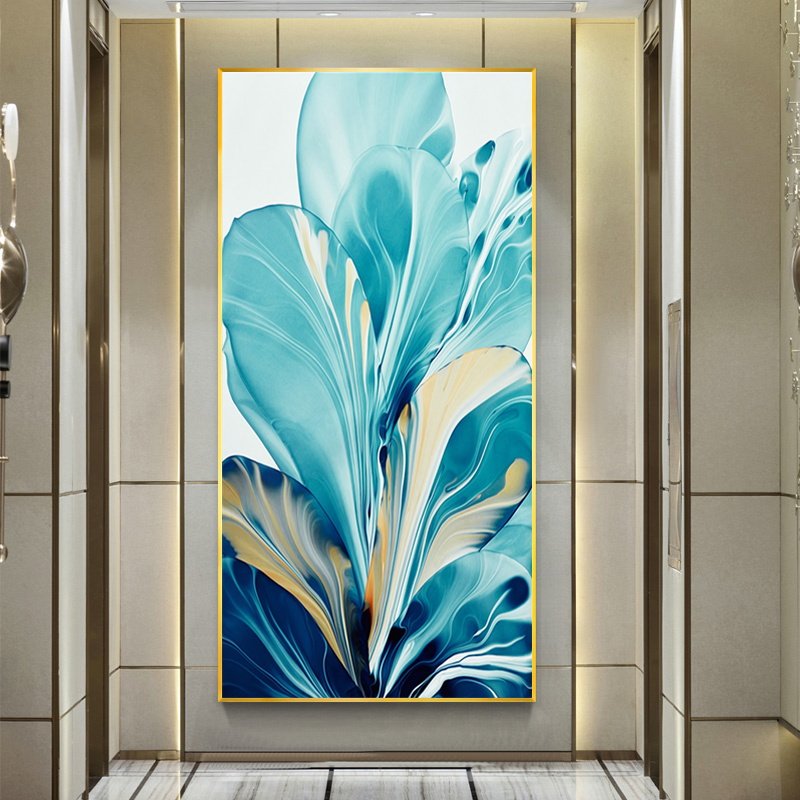 现货速发入户玄关装饰画轻奢水晶烤瓷壁画新中式客厅走廊竖版挂画