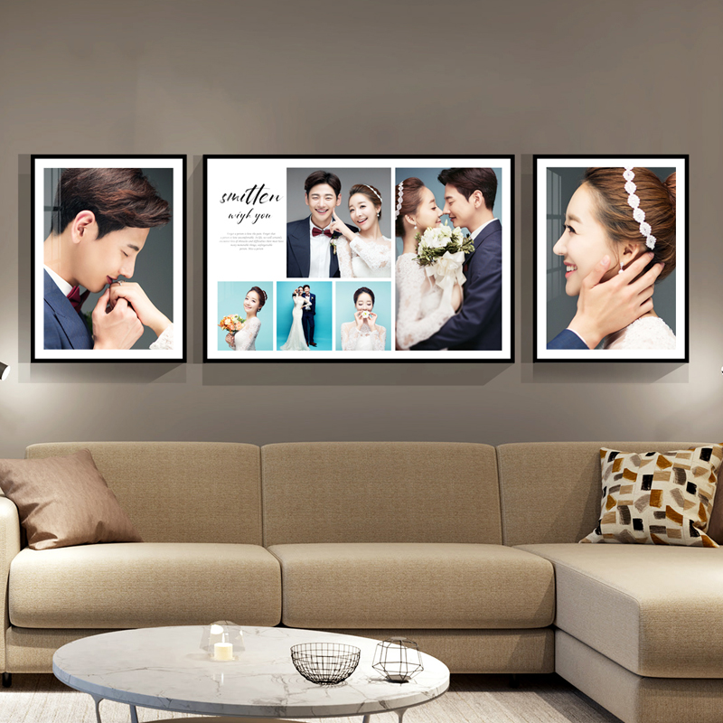 婚纱照放大挂墙i床头组合画框结婚照洗照片相框定制客厅挂画装饰