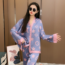 春秋款冰丝睡衣女士长袖韩s版家居服套装2021年秋冬季新款甜美简