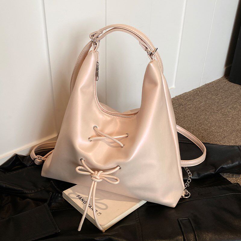 y2k千禧银色包包女2024新款双肩包单肩包大容量芭蕾风多用通勤包