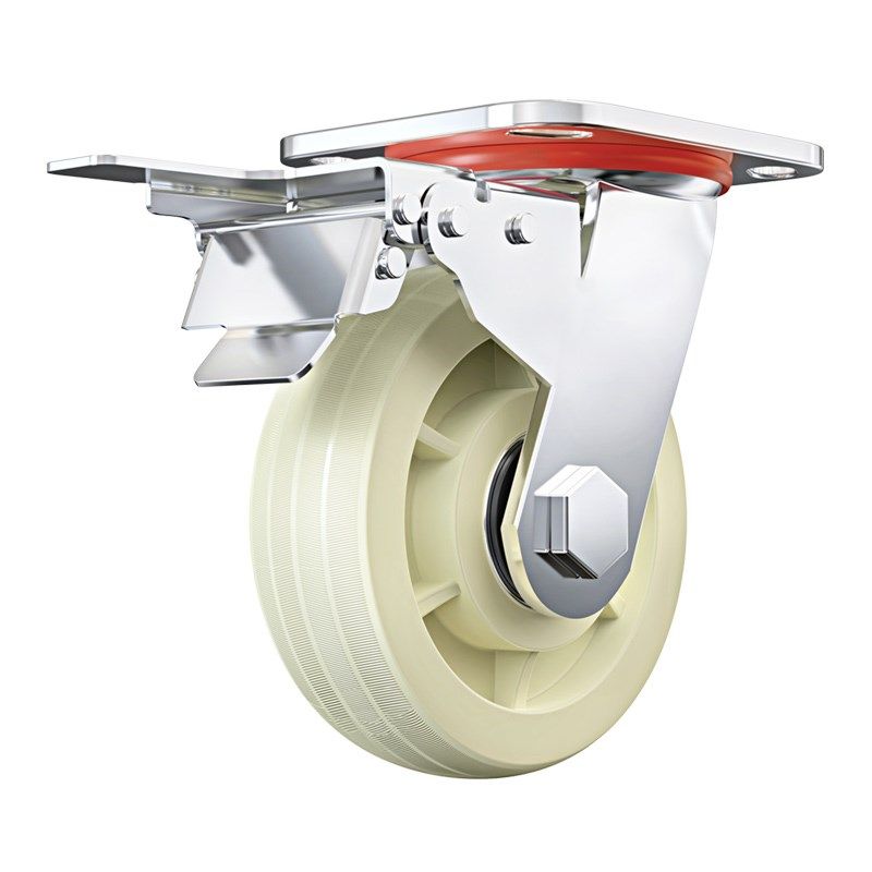 加厚6寸尼龙脚轮4寸5寸8寸万向轮子带刹车重型平板车手推拖车2吨