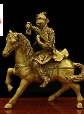 纯铜马上封侯摆件马上有钱马上发财办G公室寓意招财马摆件风水装