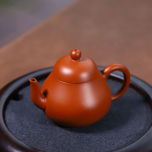 宜兴紫砂壶朱泥手工茶壶90ml迷你梨形功夫茶具泡茶壶