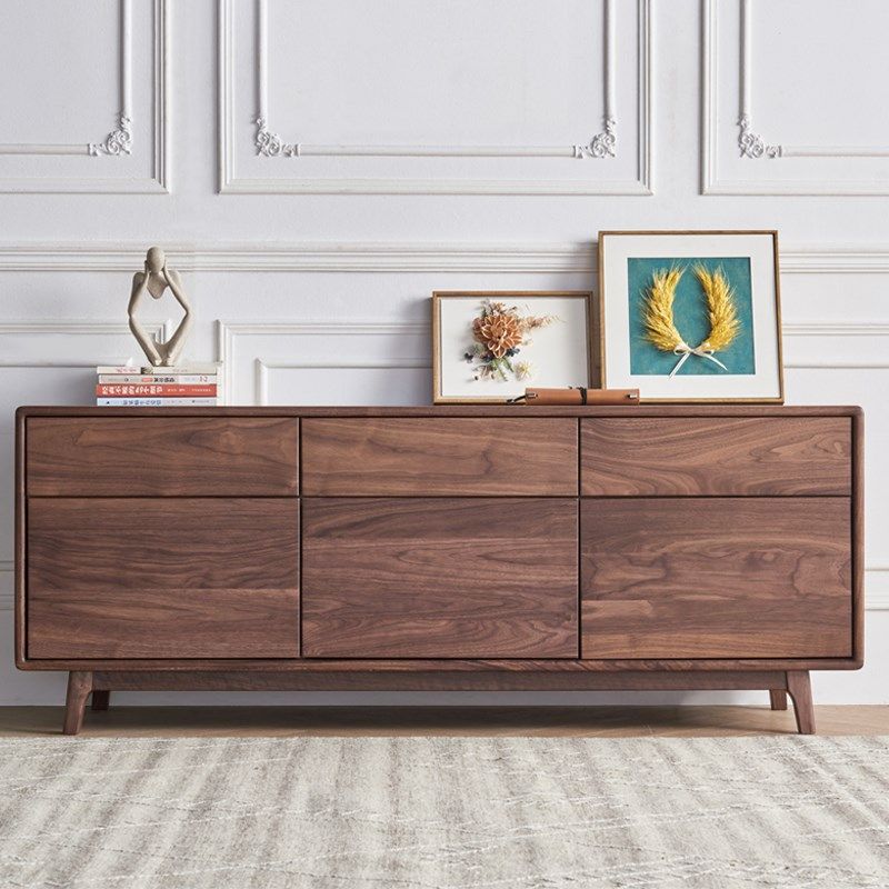 北美黑胡桃木电视柜家用卧室电视机柜高款落地全实木客厅柜子靠墙