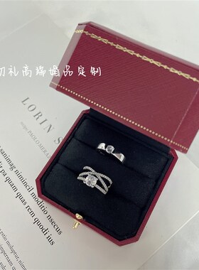 1克拉多层交织结婚婚礼假对戒钻戒奢华经典活口可调婚戒拍照道具
