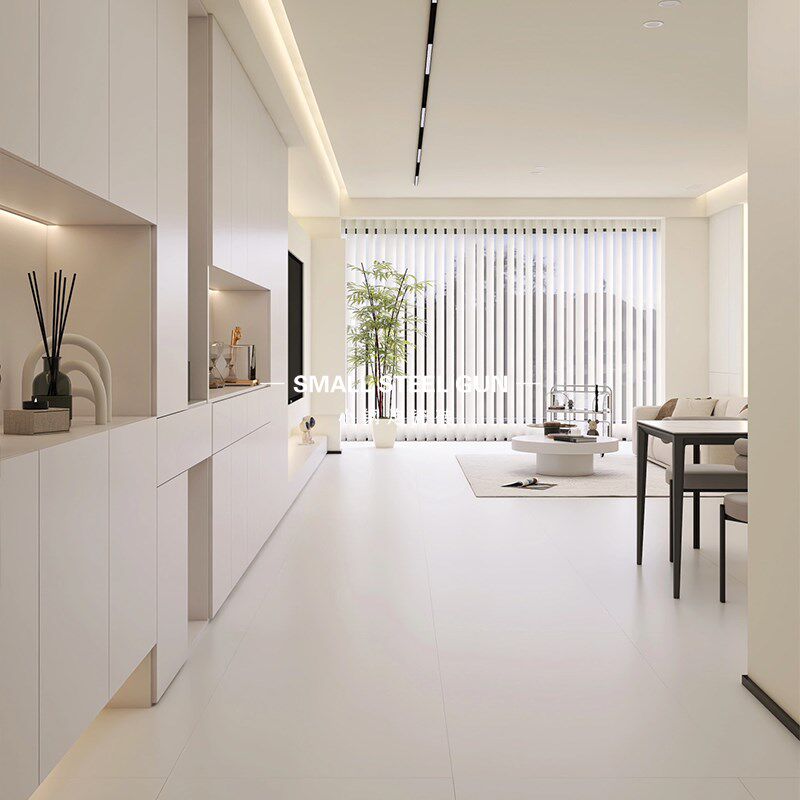 法式奶油白色800x800微水泥客厅瓷砖 亮光哑光柔光通体超白胚地砖