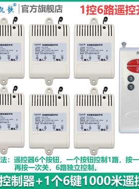 一拖六 大功率无线遥控开关 220V 六路 抽水泵浇水电机遥控器现货