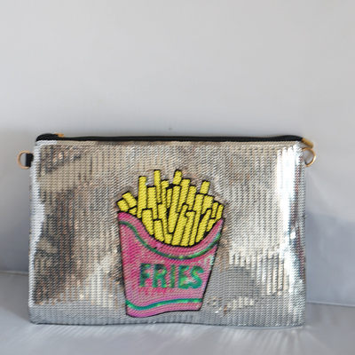 推荐Fashion Sequins embroidery cartoon fries design ladies c