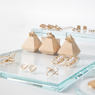 首饰托盘实木拍摄首饰展示架服装店耳环耳饰陈列道具地摊架子摆货