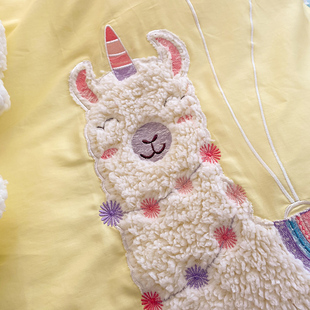 床上四件套秋季女孩儿童房黄色系全棉100 可爱卡通床单床笠款