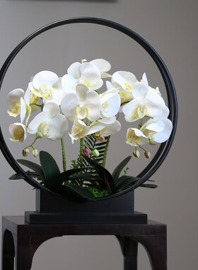 新中式摆件玄关造景家居电视柜轻奢高级感小众花架装饰办公室桌面