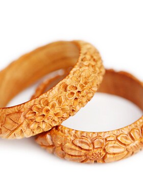 肥城桃木手镯女款手环手工雕刻木质雕花手镯女饰品情侣镯子民族风