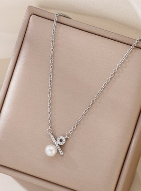 小众设计百分比符号项链女项链高级感珍珠2024新款时尚百搭锁骨链