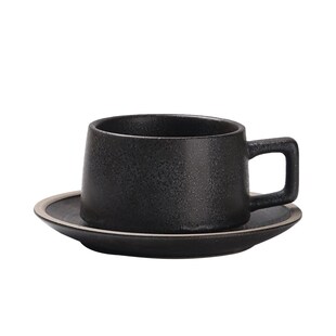 日式咖啡杯套装创意咖啡店办公室陶G瓷杯子复古粗陶杯商用杯碟