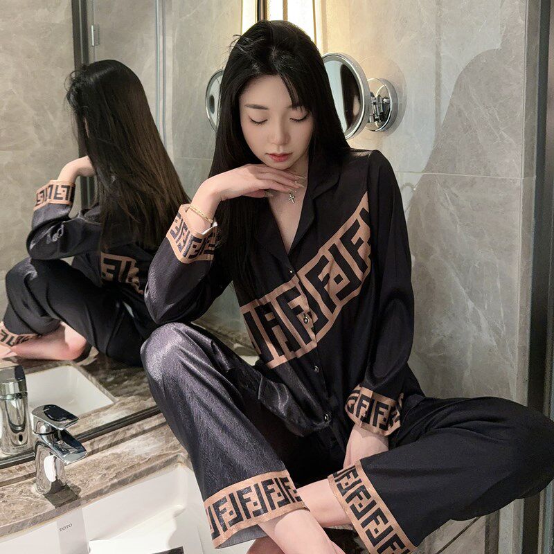 冰丝睡衣女春秋情侣男士女款长袖新款高级感大码可外穿家居服套装