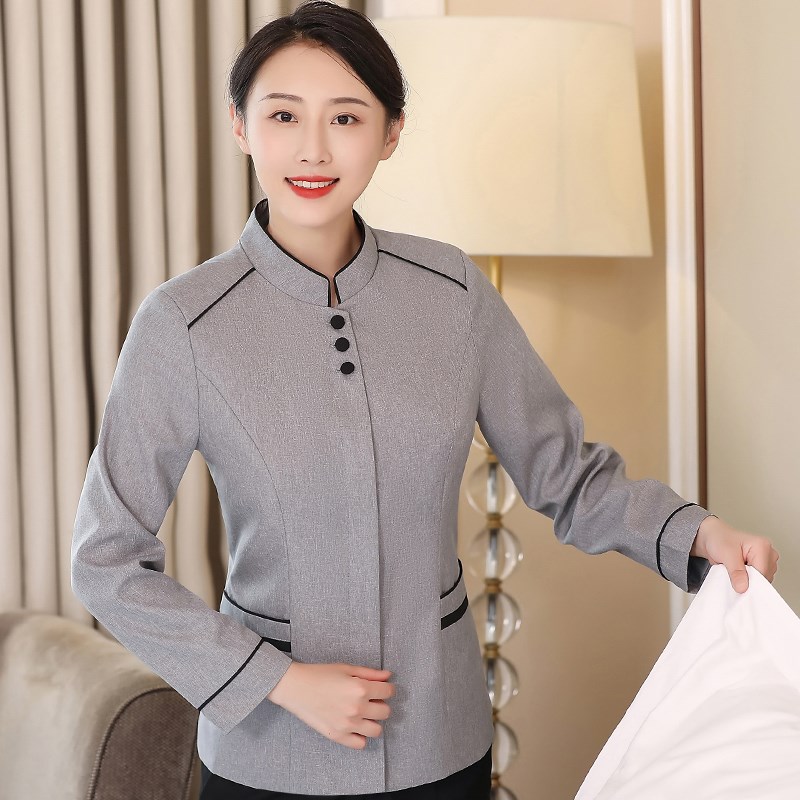 酒店保洁员阿姨工作服女定制印logo商场PA清洁衣服长袖套装秋冬款
