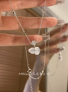 工厂销国风项链~葫芦项链r颈链女款2024新款玉石锁骨链毛衣链轻奢
