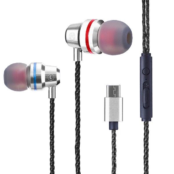 速发Type-C Port In-ear Super Bass Line Control Earphone Phon