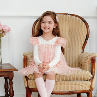 儿童洋装秋季女孩2023新款长袖裙子冬天纱裙高端生日公主裙