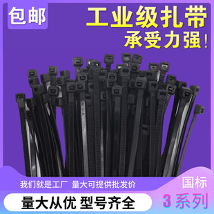 塑料尼龙扎带3 卡扣小号细累死狗电线束线带黑色国标 100mm自锁式