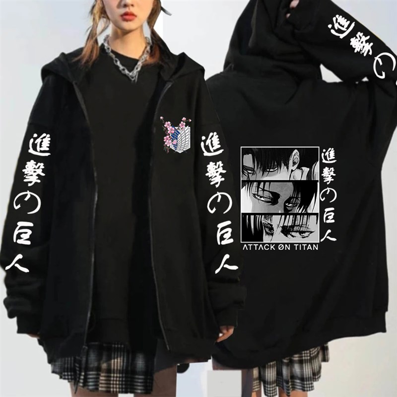 速发Zip Up Hoodies Attack on Titan Anime Men Women Jackets C-封面