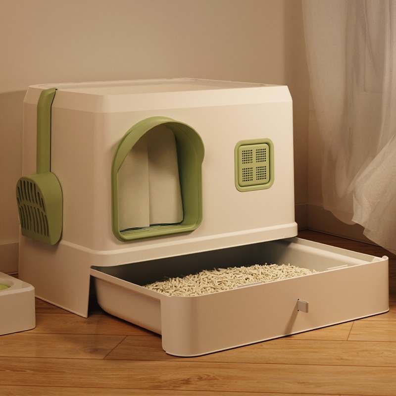 推荐猫砂盆全封闭超大号防臭猫咪厕所防带砂半封闭抽屉式防外溅猫