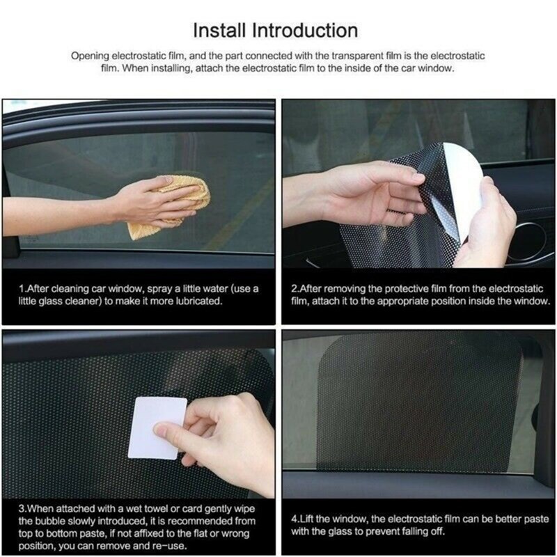 2Pcs Car Static Sunshade ers Window Glass Sunscreen Curtain