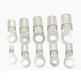 开口圆形裸端子纯铜线耳镀银OT4z OT16平方冷压铜鼻子环形接地铜