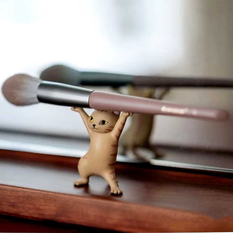 耳机程喵金万物皆可举的小猫妖娆猫笔架笔托摆件猫咪托举猫支架托