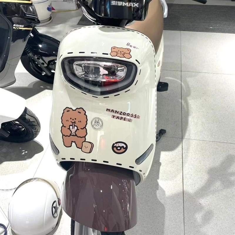 工厂销摩托车立体车贴电动车车身划痕遮挡新型Q卡通贴画电瓶车可