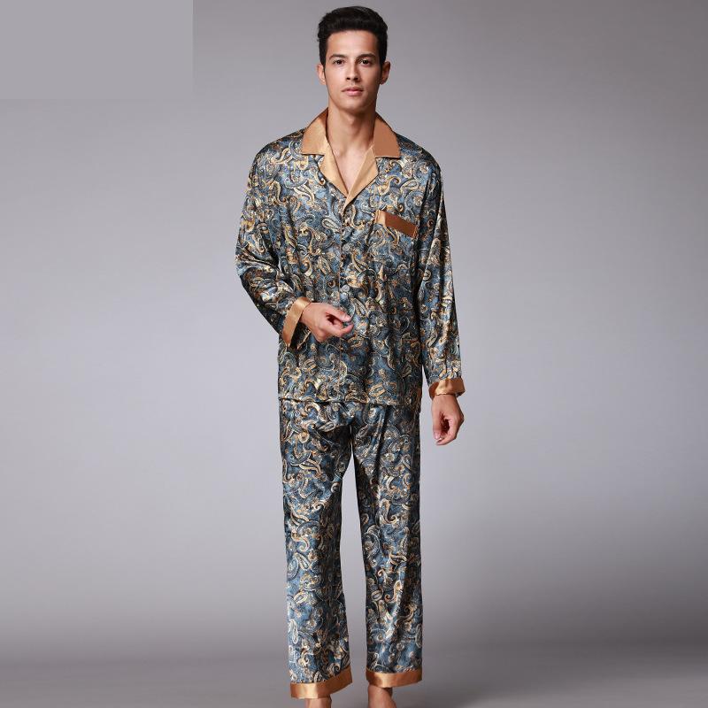 厂家New Lufxury Pajamas Men Paisley Pattern Sleepwear Silk L 3C数码配件 其它配件 原图主图