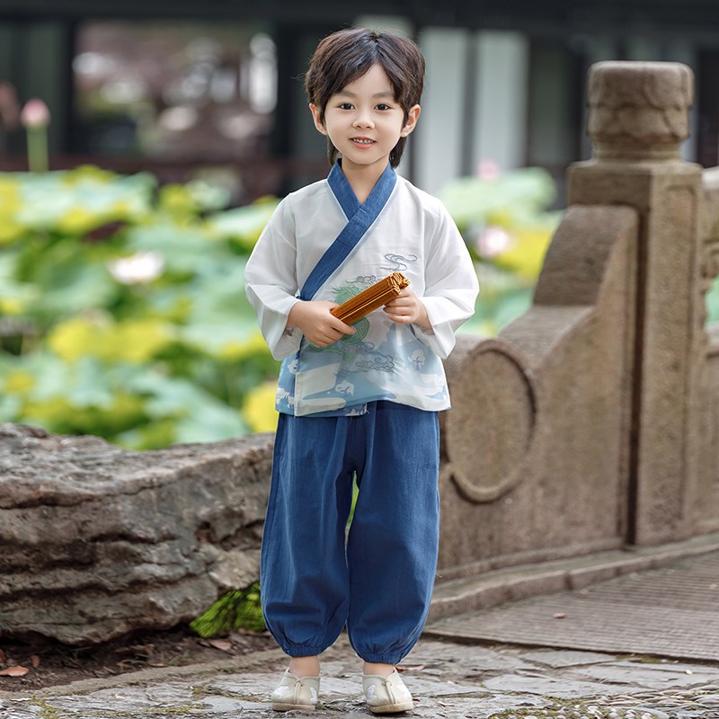 工厂销汉服男童夏季20q24新款宝宝超仙中式国风春款唐装儿童帅气